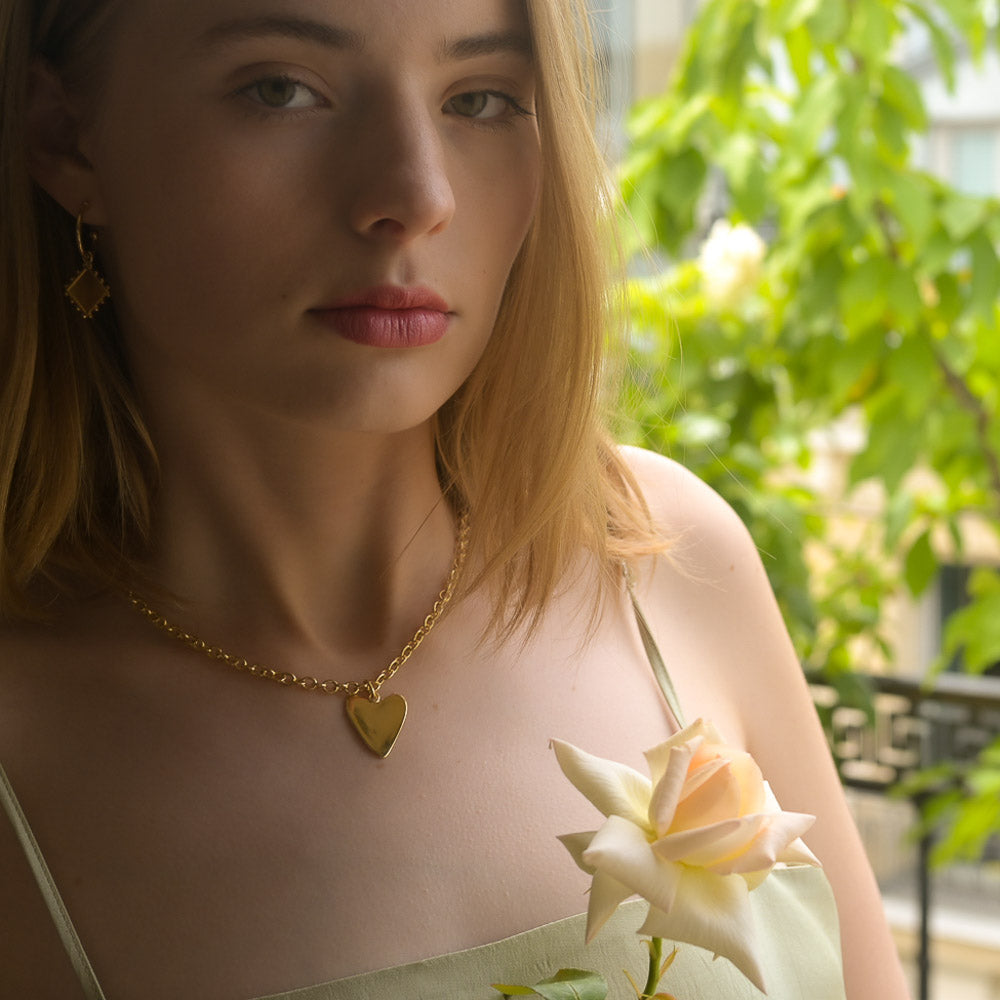 Emerald Tiger - ILY Gold Heart Necklace
