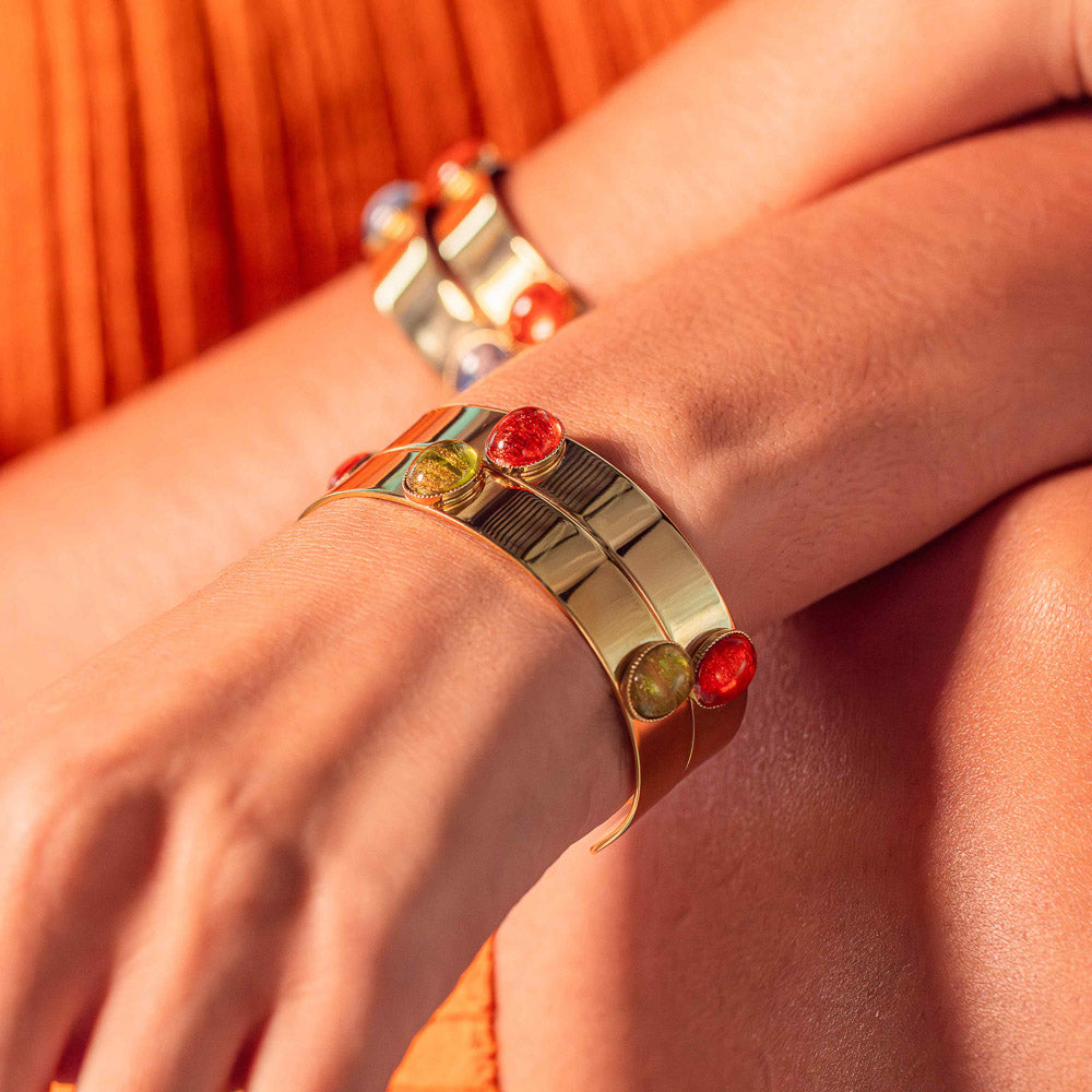 Emerald Tiger - VENEZZIO Gold Bangle Bracelet