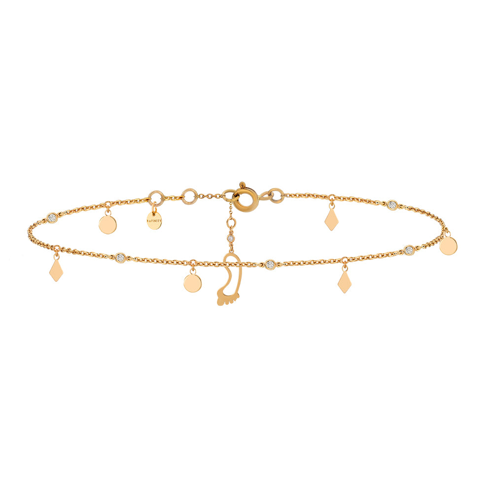 Emerald Tiger - 18K Gold Circle & Square Ankle Chain