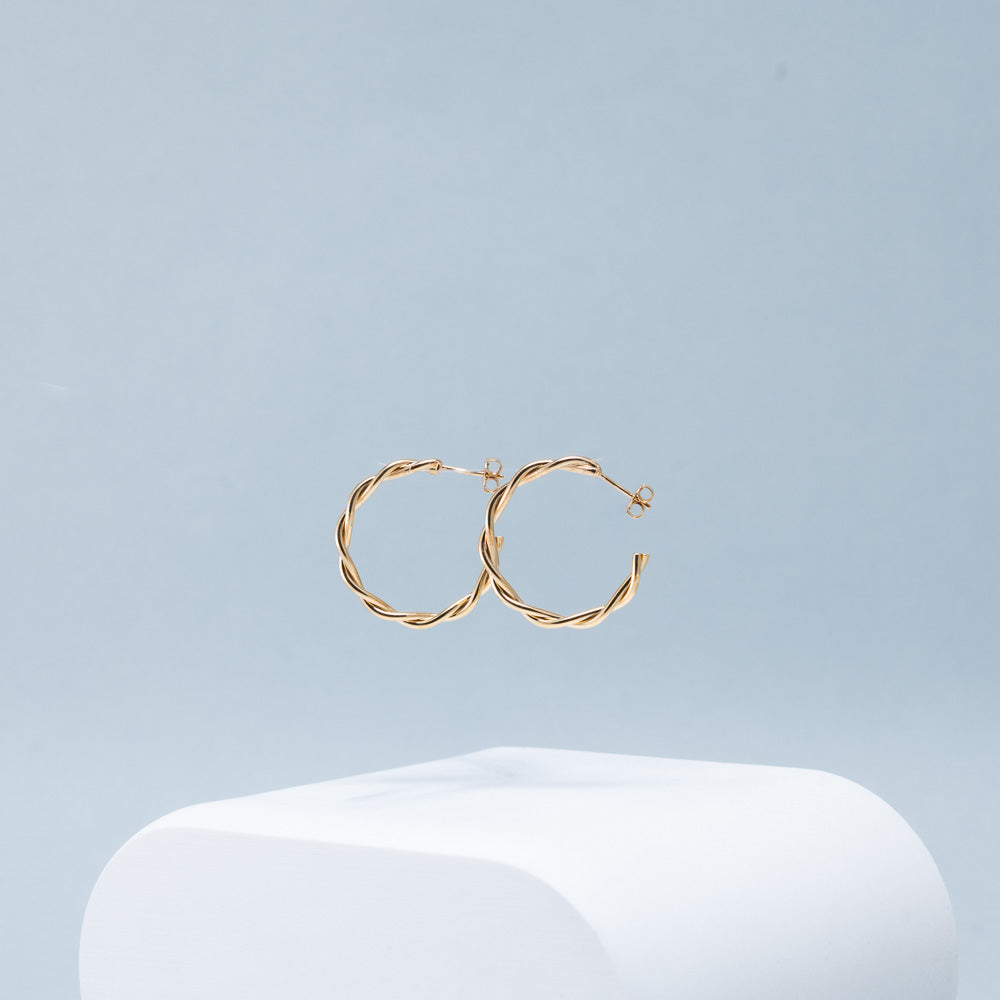 Emerald Tiger - 24-carat gold-plated Texas hoop earrings