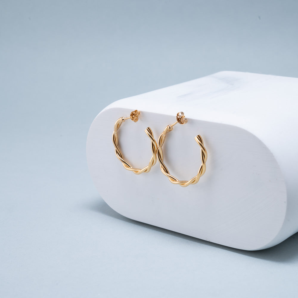 Emerald Tiger - 24-carat gold-plated Texas hoop earrings
