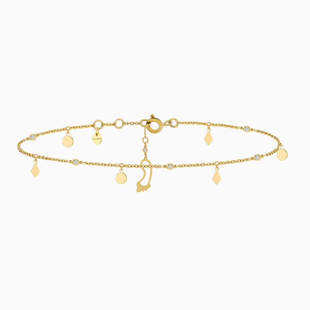 Emerald Tiger - 18K Gold Circle & Square Ankle Chain