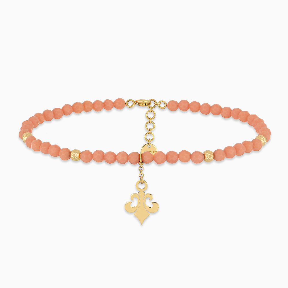 Emerald Tiger - 18K gold Fleur de Lys anklet