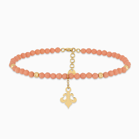 Emerald Tiger - 18K gold Fleur de Lys anklet